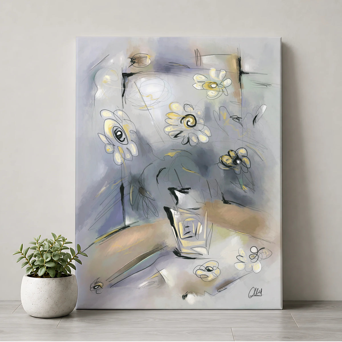 Abstract Flowers Canvas Print | Organic Modern Wall Art