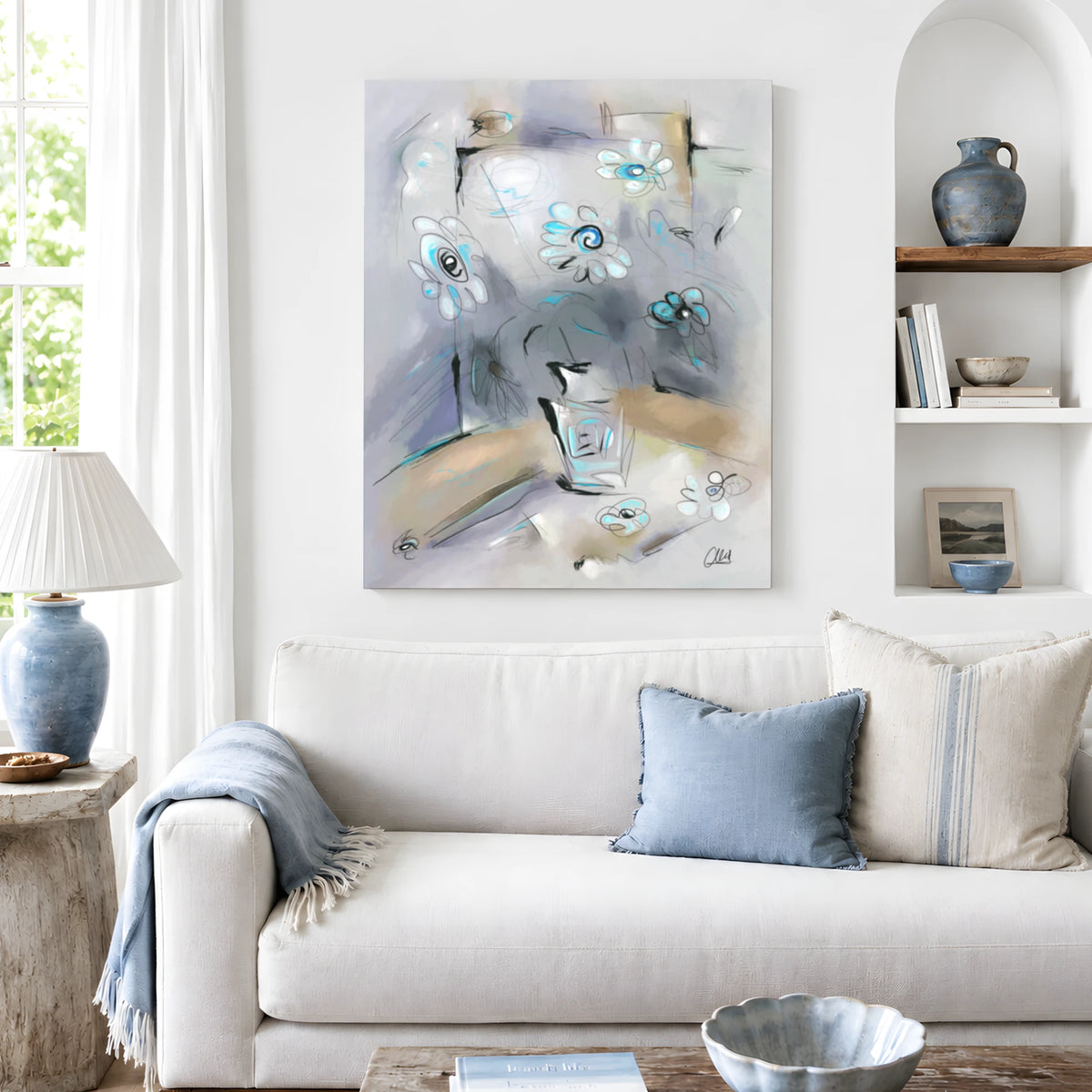 Abstract Flowers Canvas Print | Organic Modern Wall Art
