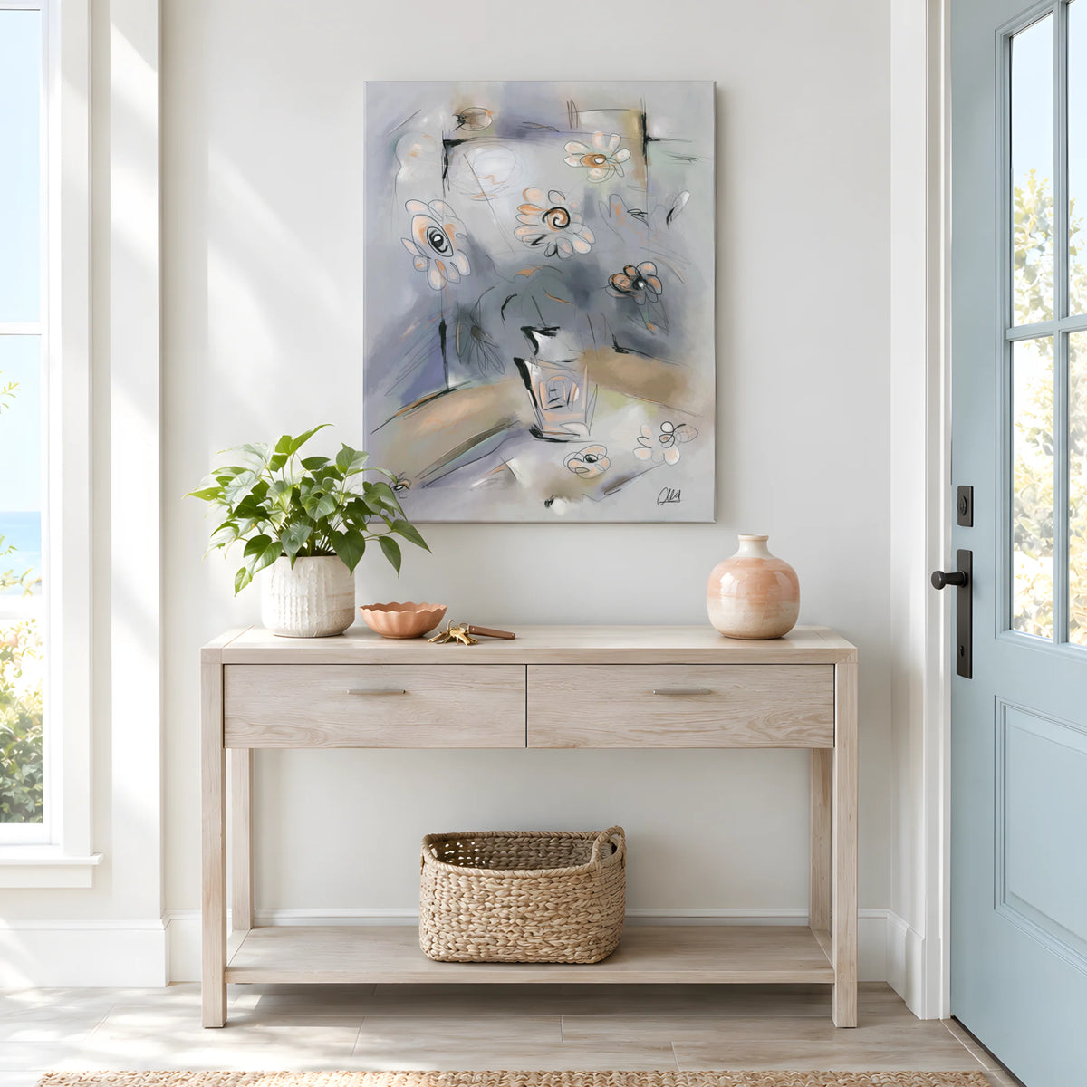 Abstract Flowers Canvas Print | Organic Modern Wall Art