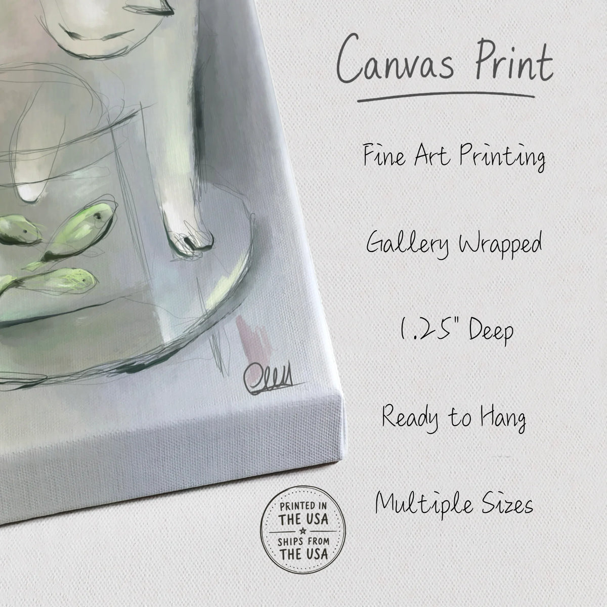 Whimsical Cat Art Print | Muted Palette with Custom Accent Color