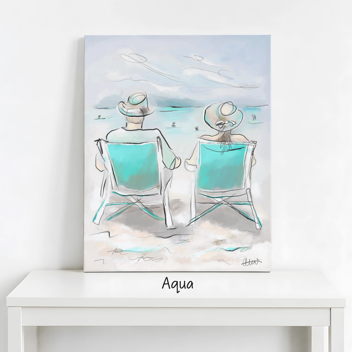 Beach Chairs Wall Art | Coastal Scene Canvas Print