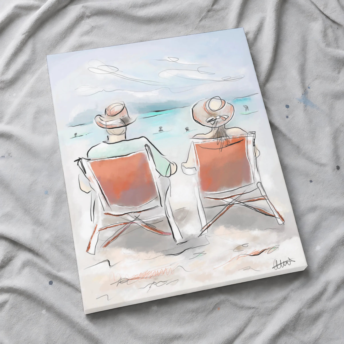 Beach Chairs Wall Art | Coastal Scene Canvas Print