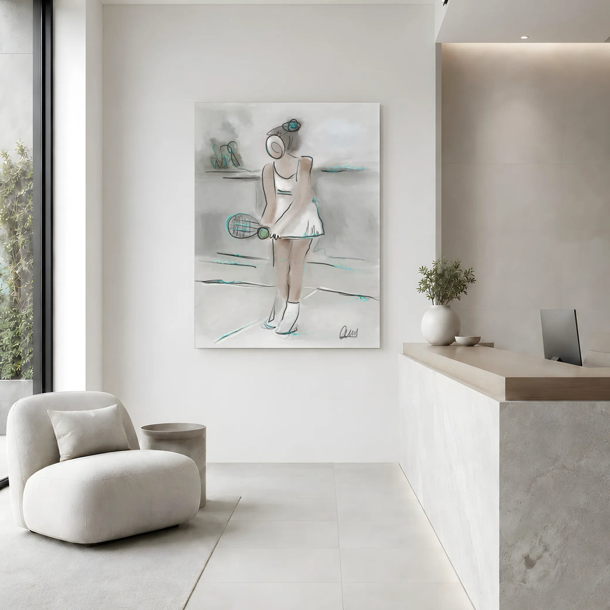 Tennis Player Canvas Print | Minimalist Wall Art