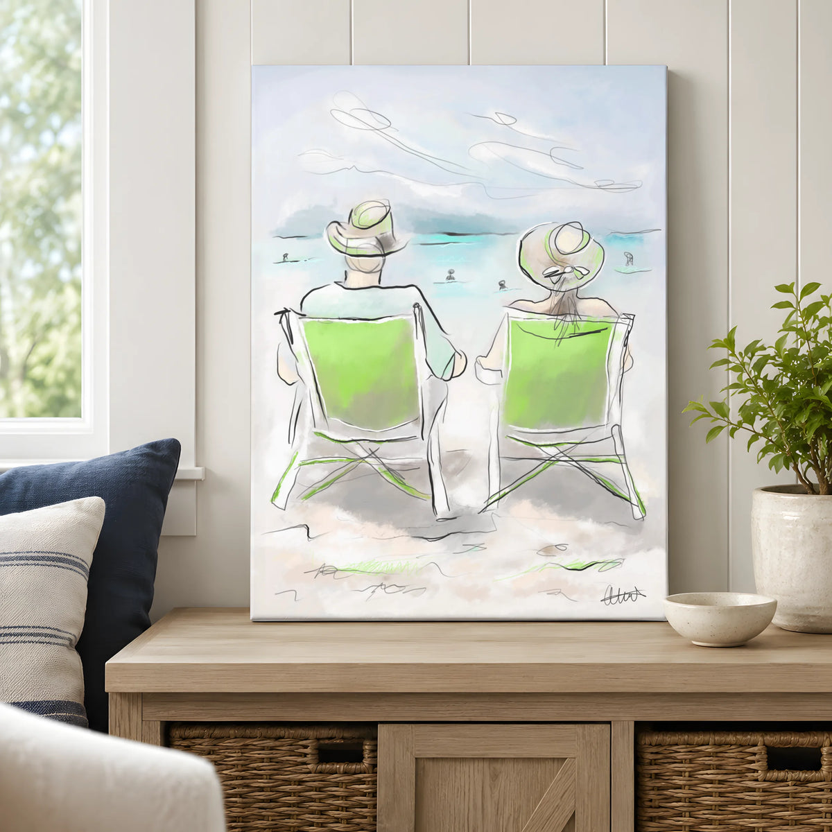 Beach Chairs Wall Art | Coastal Scene Canvas Print