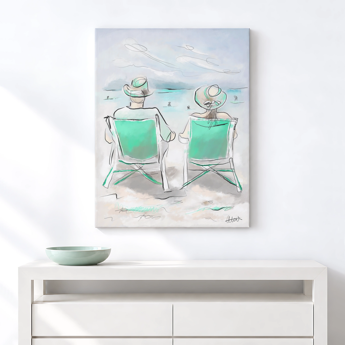 Beach Chairs Wall Art | Coastal Scene Canvas Print