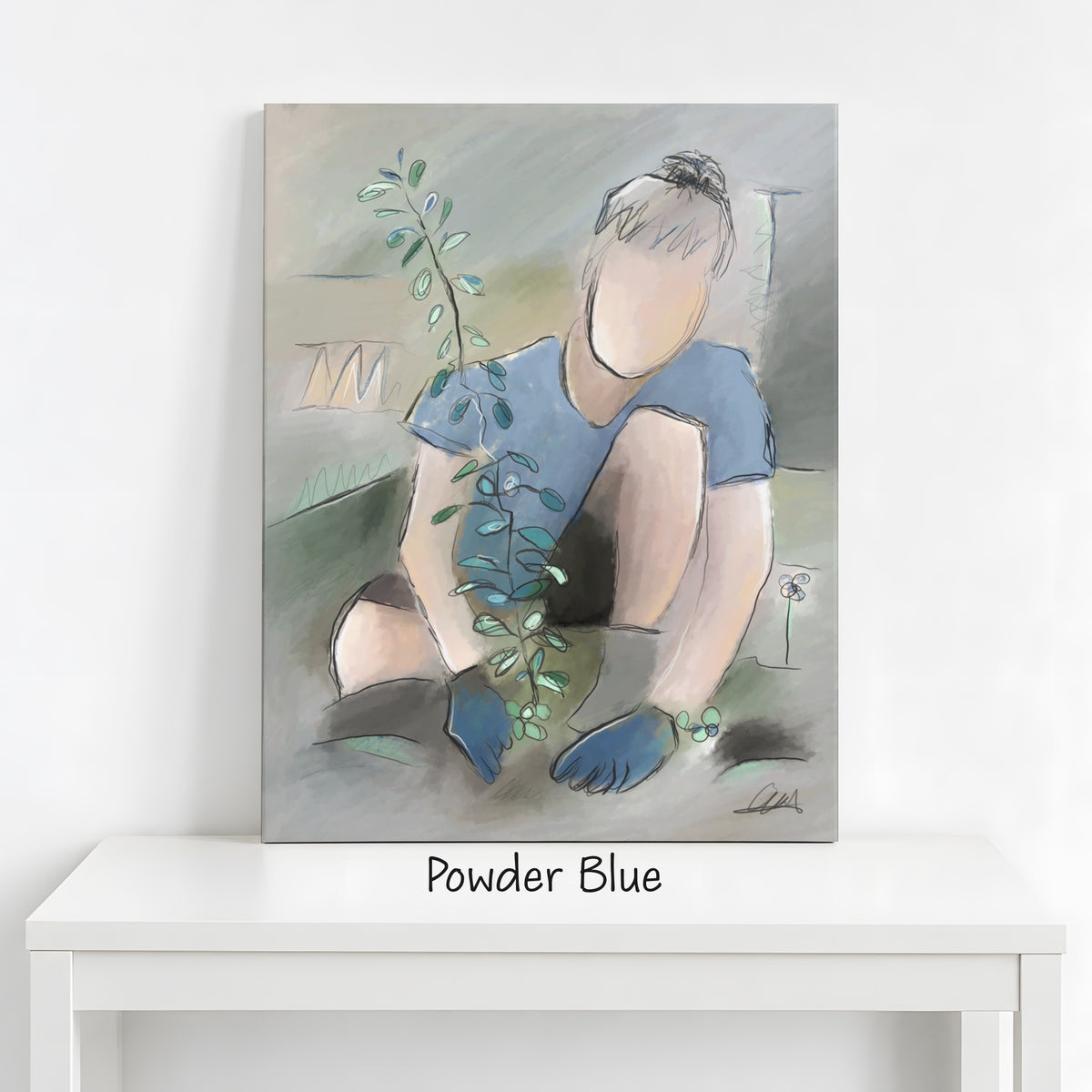 Man Planting a Tree Wall Art | Neutral Palette Canvas Print