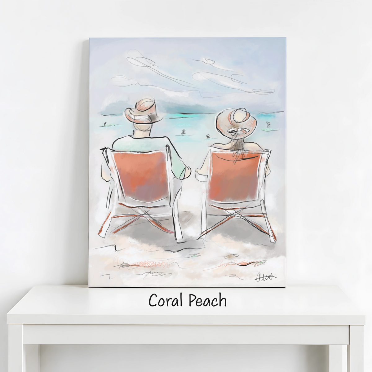 Beach Chairs Wall Art | Coastal Scene Canvas Print