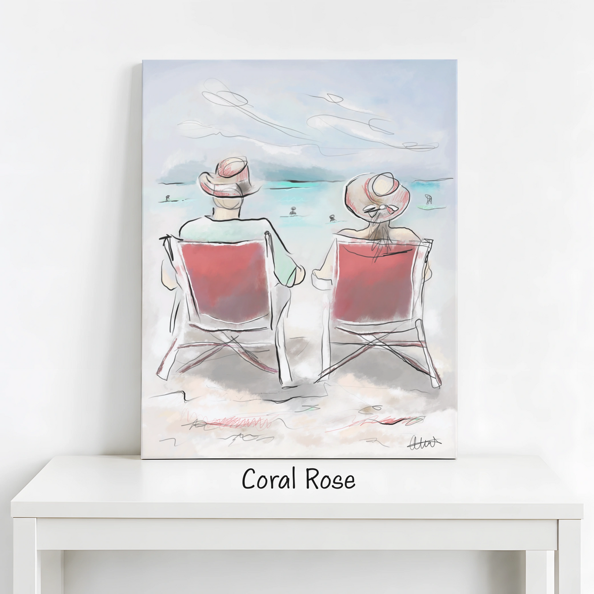 Beach Chairs Wall Art | Coastal Scene Canvas Print