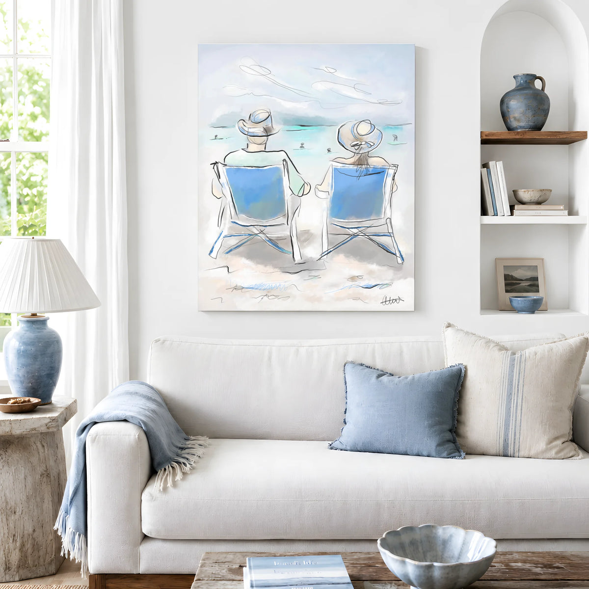 Beach Chairs Wall Art | Coastal Scene Canvas Print