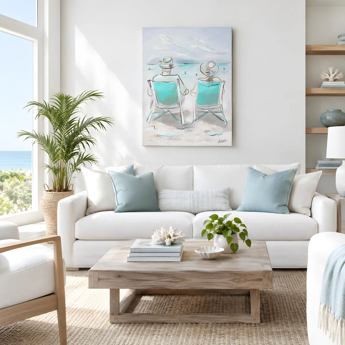 Beach Chairs Wall Art | Coastal Scene Canvas Print