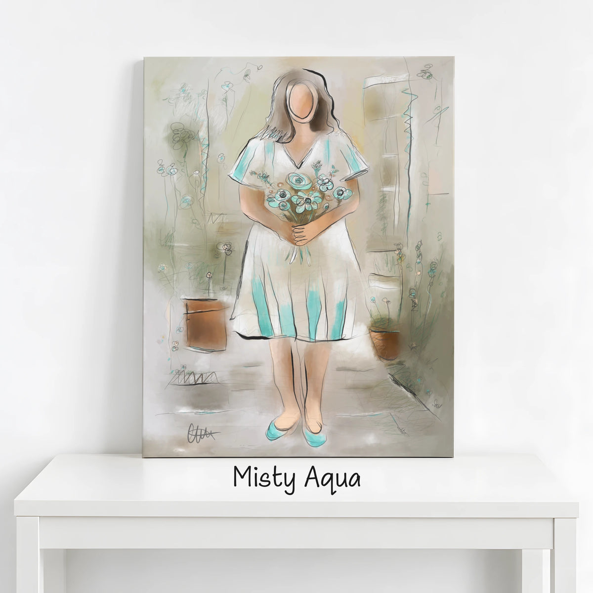Woman with Flowers Wall Art | Earthy Neutral Print