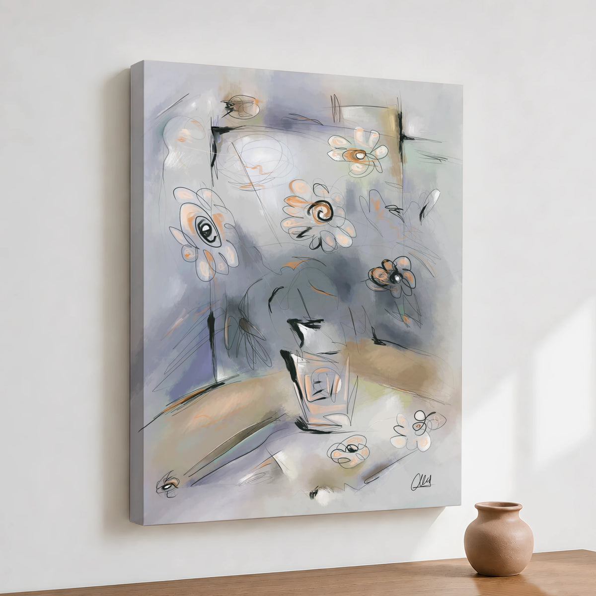 Abstract Flowers Canvas Print | Organic Modern Wall Art