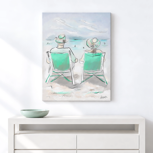 Beach Chairs Wall Art | Coastal Scene Canvas Print