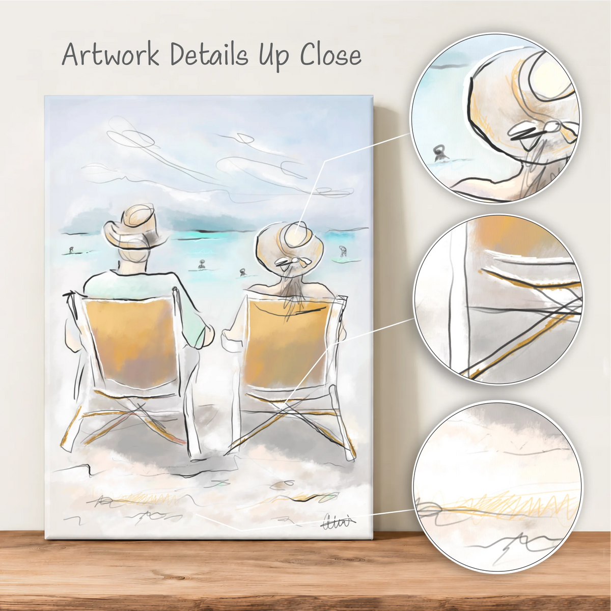 Beach Chairs Wall Art | Coastal Scene Canvas Print