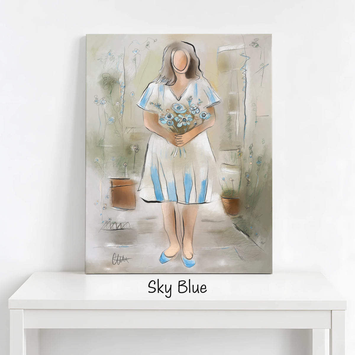Woman with Flowers Wall Art | Earthy Neutral Print